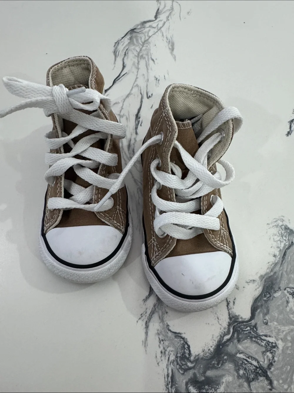 Converse toddler Brown High-Top Canvas Sneakers with White Accents